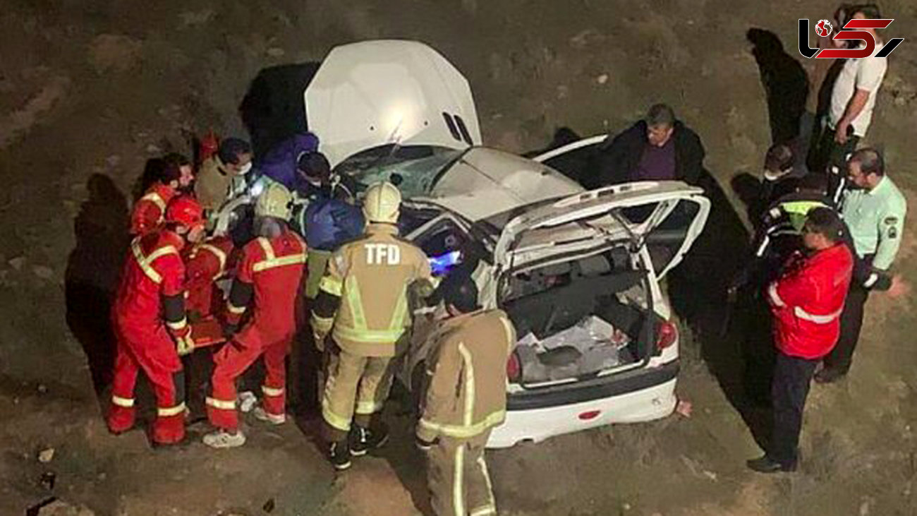 عجیب ترین عکس از سقوط خودرو به دره در تهران