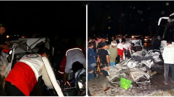 برخورد اتوبوس با پراید در باغملک ۵ کشته داشت+عکس