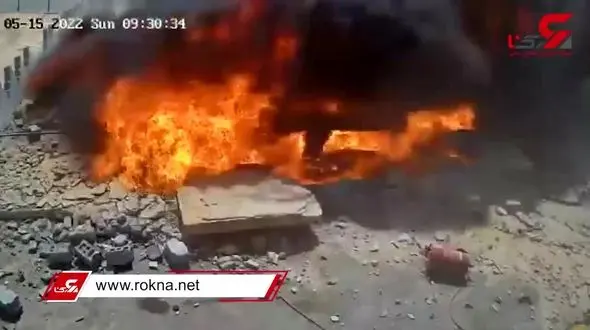 فیلم وحشتناک از انفجار مخزن سوخت زیرزمینی در پمپ بنزین
