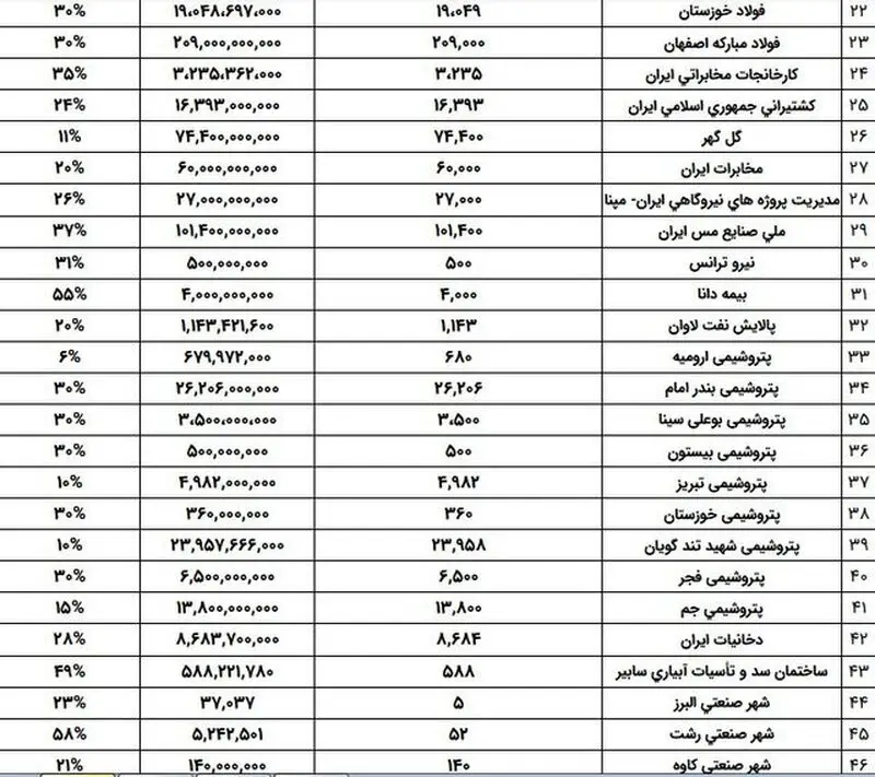 سهام عدالت و شرکت ها