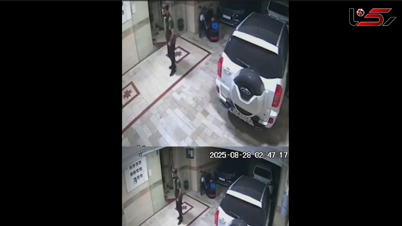 فیلم لحظه سرقت خونسردانه 2 سارق از پارکینگ خانه مسکونی در تهران