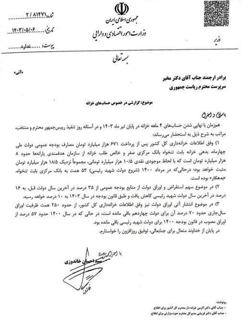 پول نفت فروخته شده سر سفره مردم ودر خرانه نیست! پس کجاست؟! / خزانه دولت سیزدهم کفاف  2 یا  3 روز حقوق کارمندان را نمی دهد