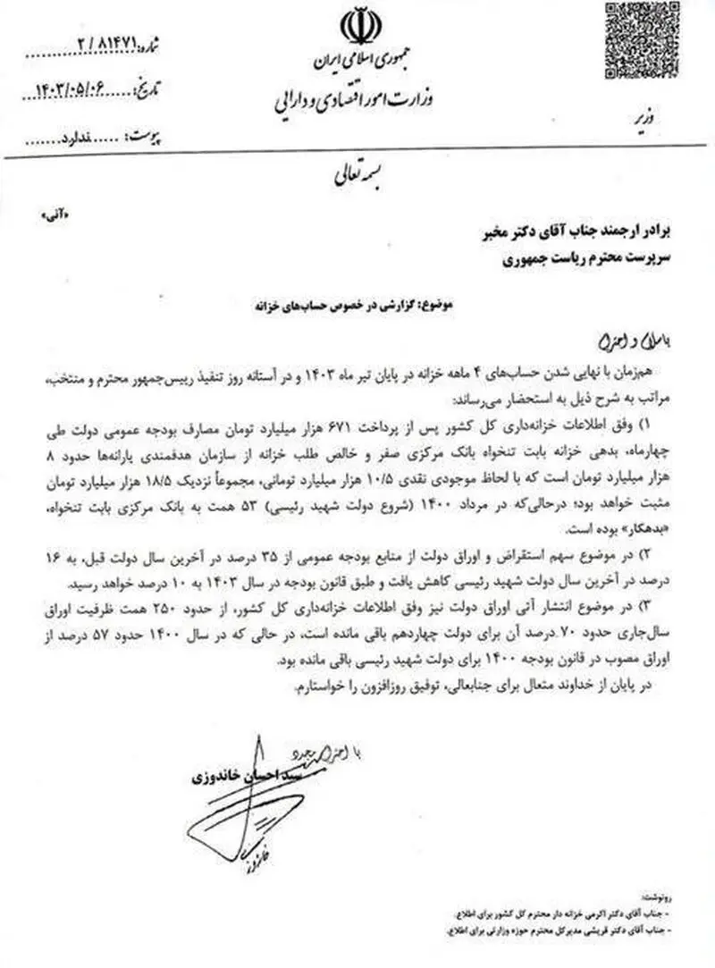 پول نفت فروخته شده سر سفره مردم ودر خرانه نیست! پس کجاست؟! / خزانه دولت سیزدهم کفاف  2 یا  3 روز حقوق کارمندان را نمی دهد