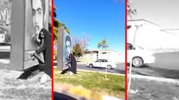 فیلم غبارروبی مادر شهید از عکس فرزندش در خیابان های زنجان