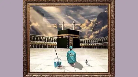 نقاشی کعبه در روزهای کرونا + عکس