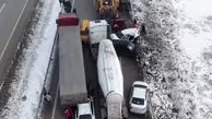 فیلم / برخورد چندین وسیله نقلیه در محور ارزوروم
