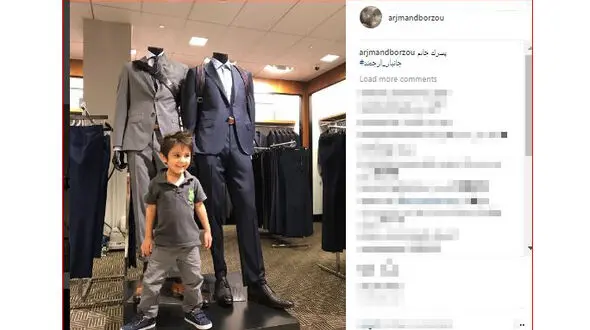 عکس پسر برزو ارجمند در کنار مانکن ها