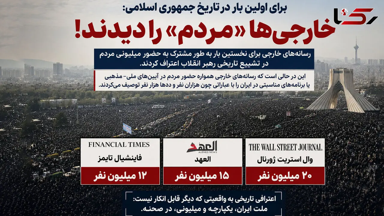 از سکوت تا اعتراف؛ تغییر روایت رسانه‌های خارجی درباره حضور مردم در بدرقه آقای شهید ایران
