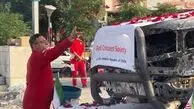 فیلم از آمبولانسی که در حمله به لار مورد اصابت قرار گرفت