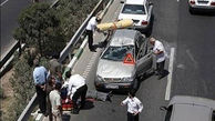 برخورد چند خودرو در اتوبان قزوین - تهران