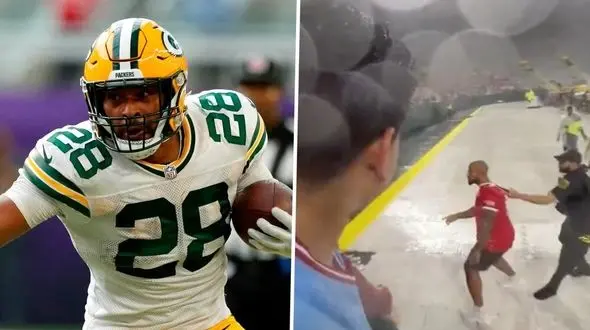 درگیری شدید پلیس با ستاره راگبی در کنار زمین فوتبال!