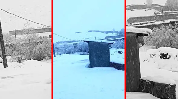 فیلم بارش شدید برف در منگورشرقی مهاباد