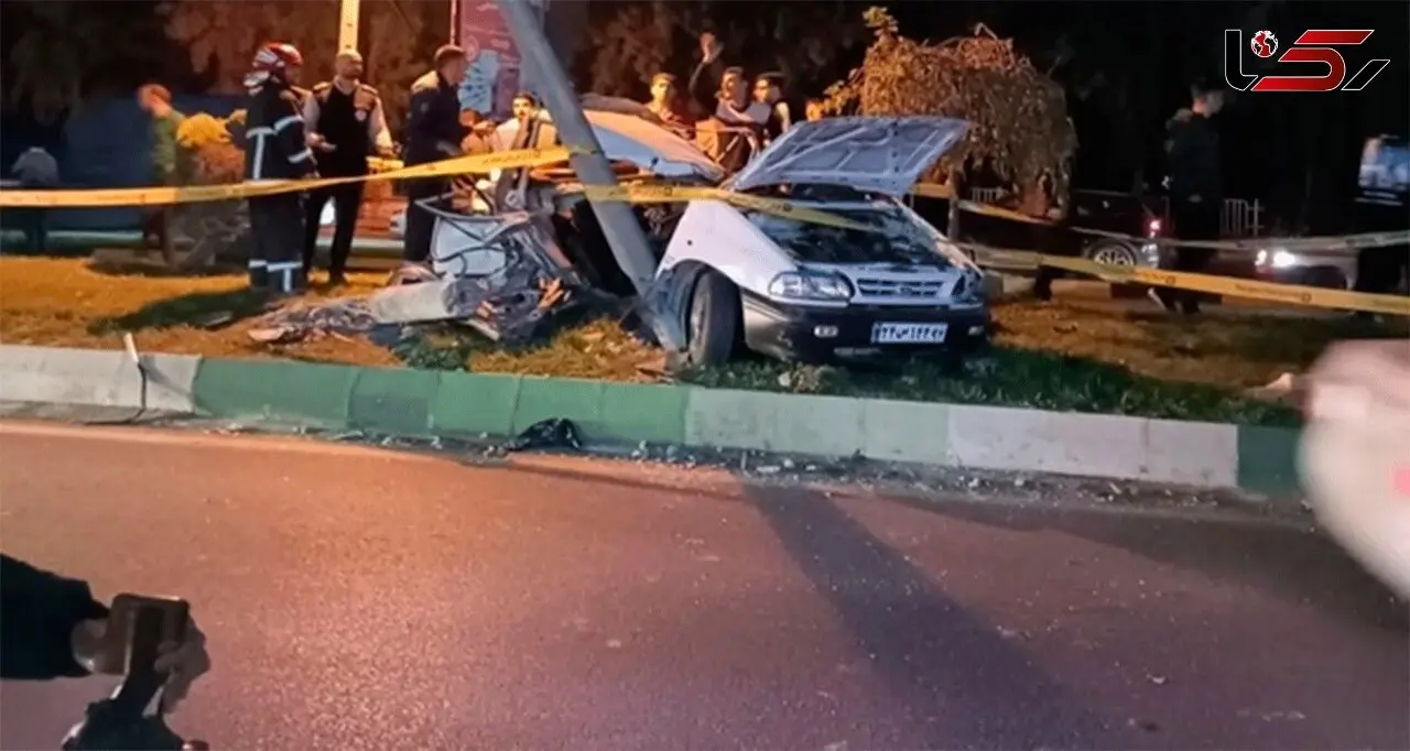 مرگ 2 جوان در حادثه برخورد پراید با تیر برق!