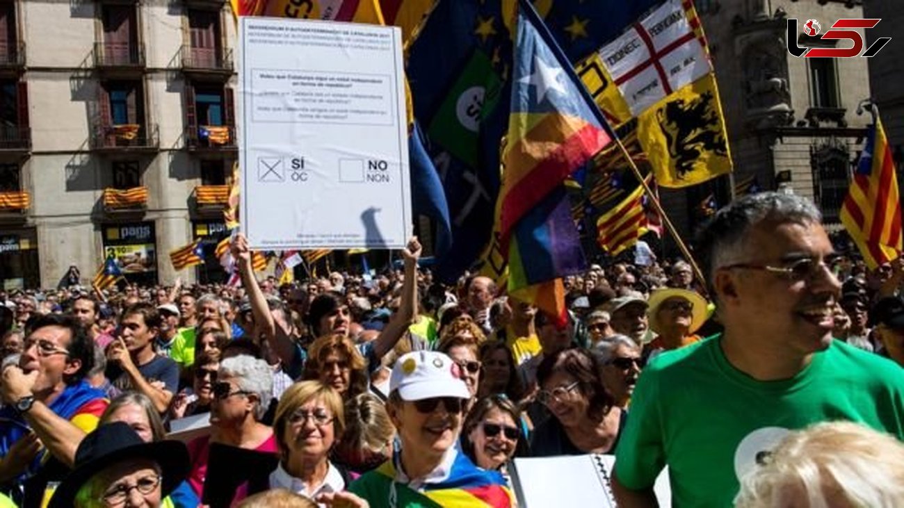 تظاهرات گسترده جدایی‌طلبان کاتالونیا در بارسلون