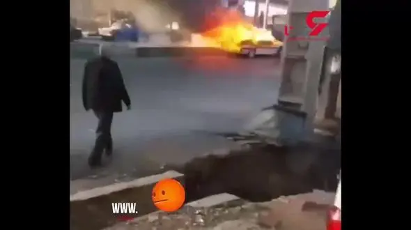 فیلم هولناک از پژو آتش گرفته در خیابان های ساری
