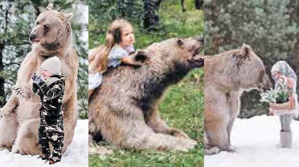 این دختر زیبای روس دوست وحشی ترین خرس جهان است + عکس های باورنکردنی