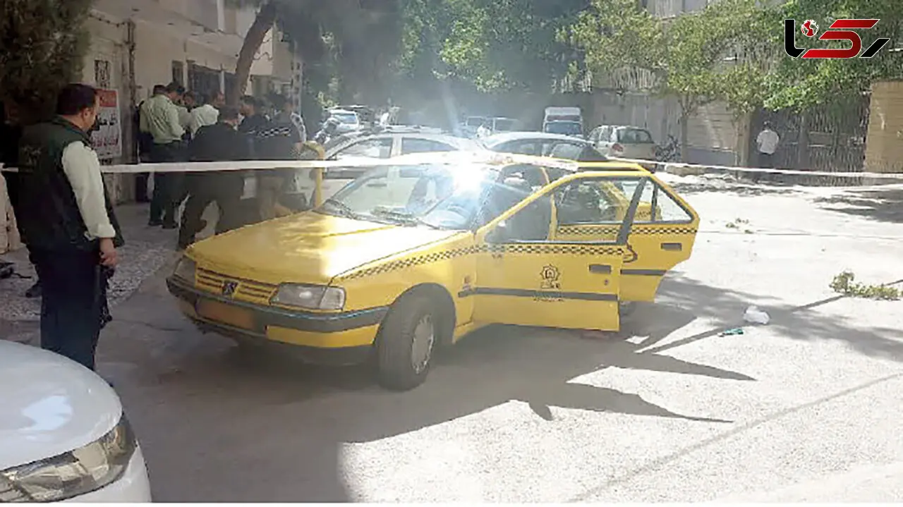 عکس های صحنه تیرباران زن مشهدی داخل تاکسی زرد رنگ توسط شوهرش / با فرار راننده قاتل خودش را هم خلاص کرد 