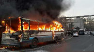 اتوبوس شرکت واحد در تبریز در آتش سوخت