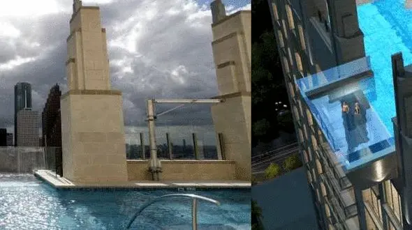 شنا در استخر شیشه ای و در آسمان تگزاس!
