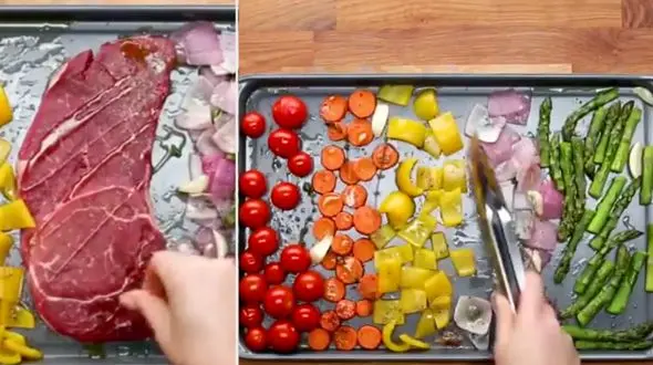 طرز تهیه استیک با طعم سبزیجات + فیلم