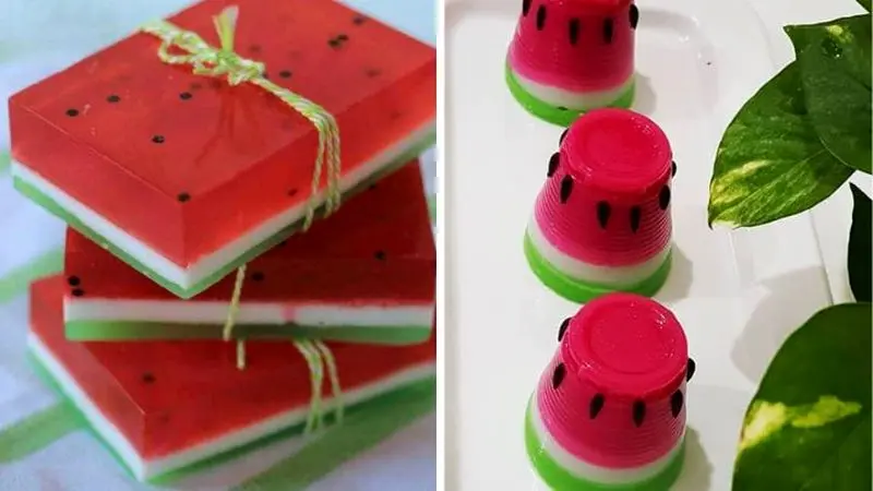 ایده‌های تزیین ژله برای شب یلدا با طرح هندوانه