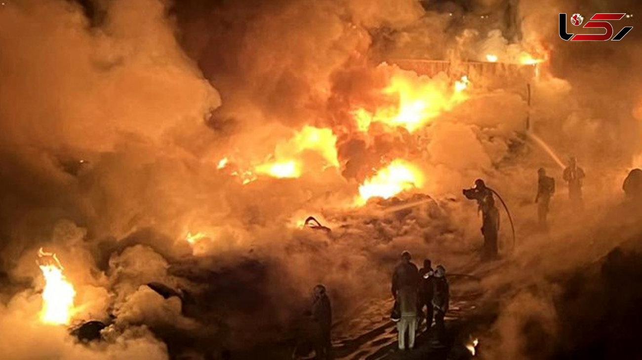 آتش سوزی در انبار ظروف بلور جاده ورامین