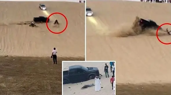تصادف مرگبار راننده چهارچرخ با خودروی تویوتا در بیابان+عکس