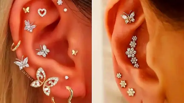 مدل‌ های جدید پیرسینگ گوش رنگ ثابت برای استایل‌ های شیک روزمره