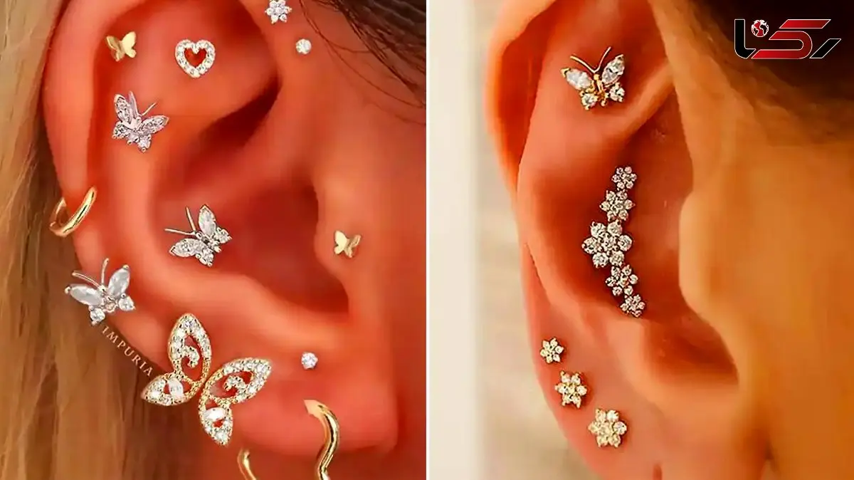 مدل‌ های جدید پیرسینگ گوش رنگ ثابت برای استایل‌ های شیک روزمره
