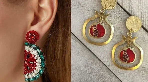 گوشواره‌ یلدایی جذاب شب چله؛ ترکیبی از انار و هندوانه برای استایل ویژه
