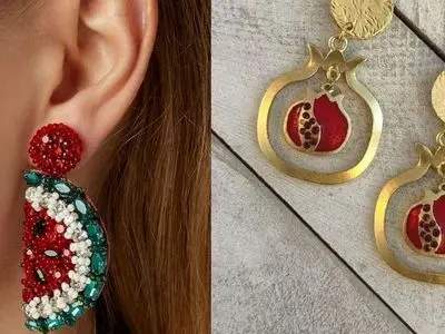 گوشواره‌ یلدایی جذاب شب چله؛ ترکیبی از انار و هندوانه برای استایل ویژه