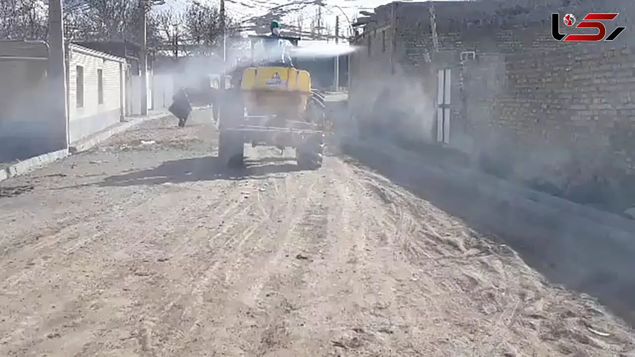 ضدعفونی کردن معابر در روستای اقبلاغ سفلی + فیلم 