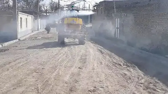 ضدعفونی کردن معابر در روستای اقبلاغ سفلی + فیلم 