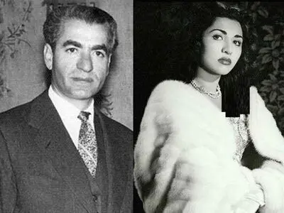 سفر در زمان / عکس های زیر خاکی از عروسی فاطمه پهلوی خواهر محمدرضا پهلوی با لباس عروس ابریشمی در روز خاکسپاری رضا خان پدرش در ایران