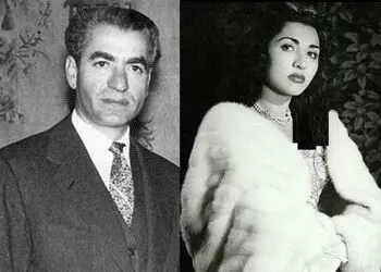 سفر در زمان / عکس های زیر خاکی از عروسی فاطمه پهلوی خواهر محمدرضا پهلوی با لباس عروس ابریشمی در روز خاکسپاری رضا خان پدرش در ایران
