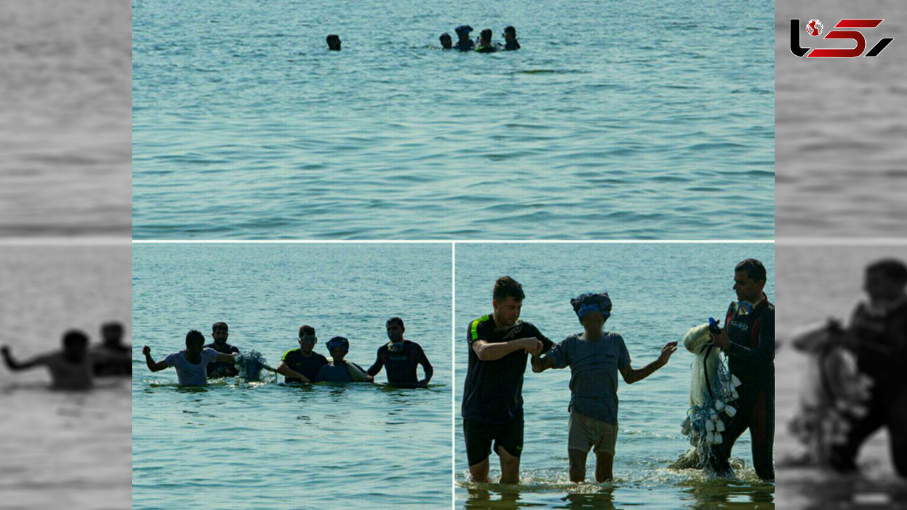 صیاد در تور خود گرفتار شد! / آتش نشانان هرمزگان برای نجات او وارد دریا شدند+عکس