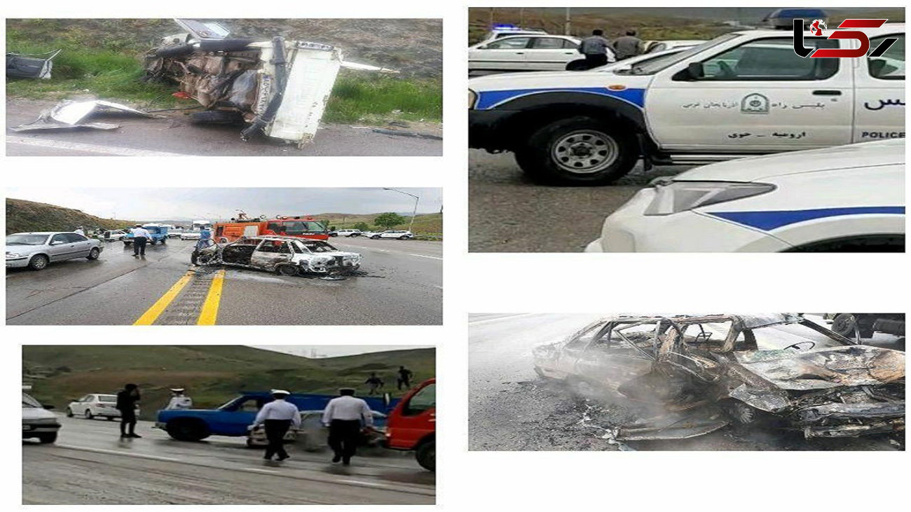 5 عکس از صحنه آتش گرفتن خودروها در تصادف زنجیره ای گردنه قوشچی