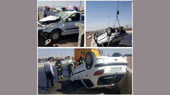 واژگونی 206 در اتوبان هشتگرد حادثه آفرید + عکس