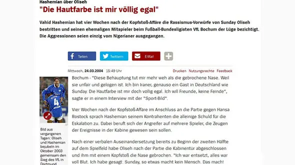 ادعای عجیب مدافع بوخوم: هاشمیان به من توهین نژاد پرستانه کرده است+ عکس 