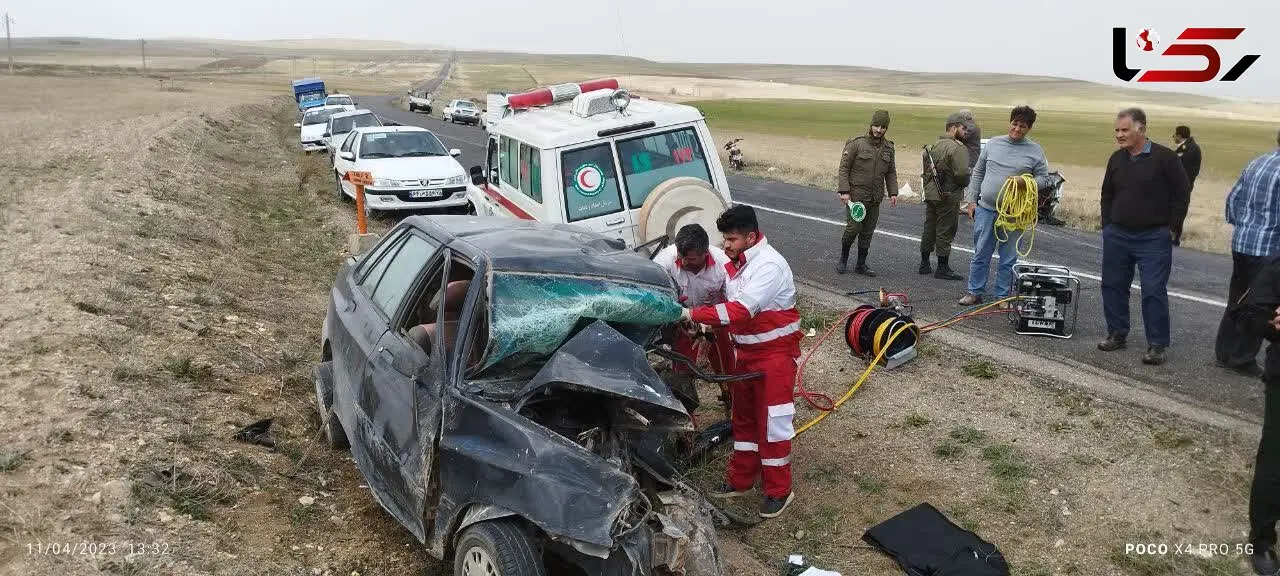 تصادف  مرگبار پژو پارس  با پراید در جاده قدیم هشترود_ میانه  + عکس پراید مچاله شده