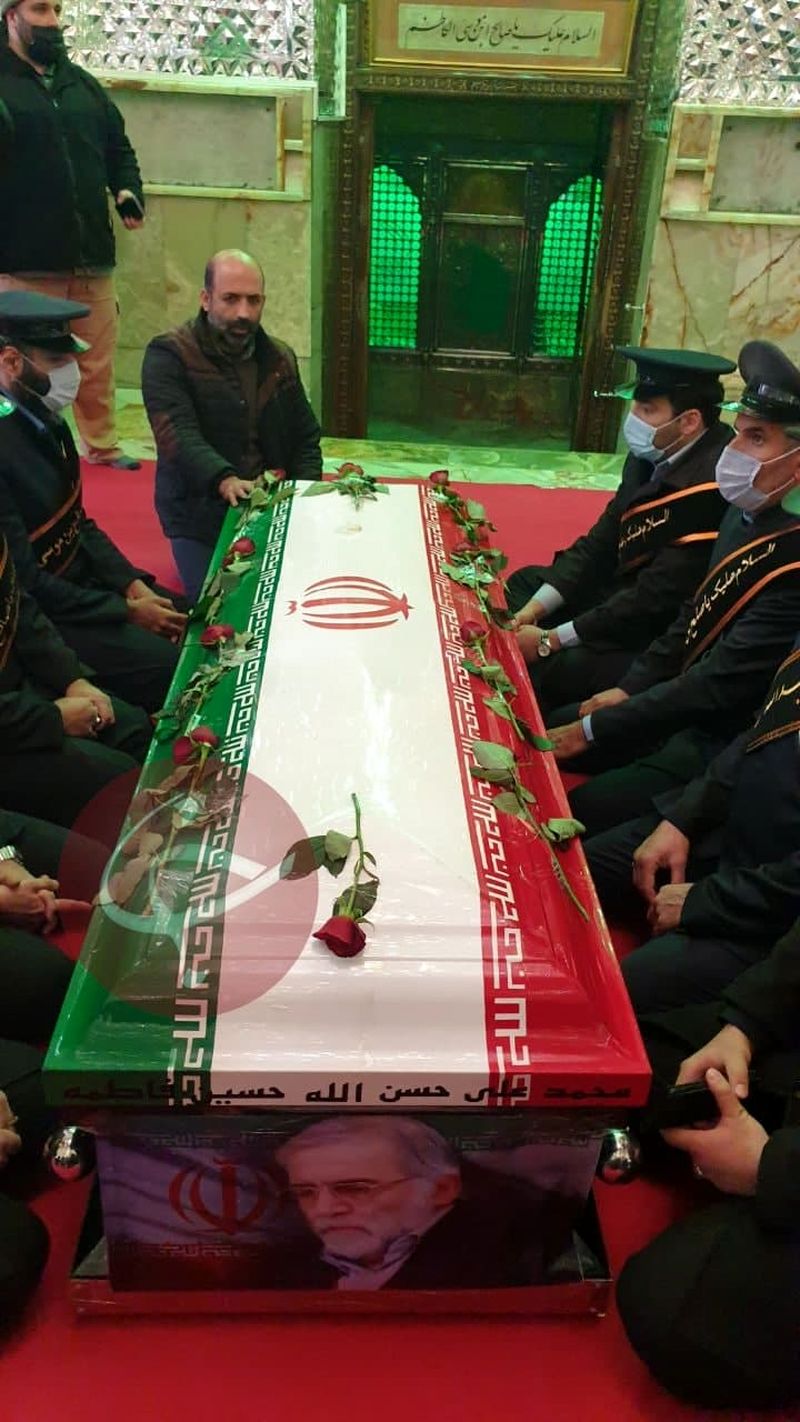 تشییع پیکر شهید محسن فخری زاده در امام زاده صالح