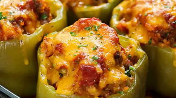 دلمه فلفل شکم پر بهترین افطار + طرز تهیه