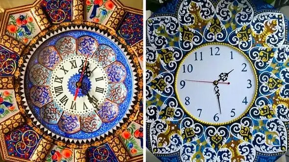 15 مدل شیک ساعت دیواری خاتم کاری برای دکوراسیون منحصر به فرد