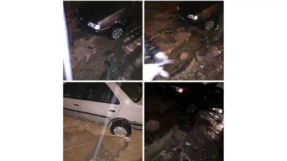  زمین در خیابان طالقانی دهان باز کرد  + عکس 