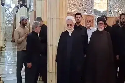 حضور رئیس قوه قضاییه در مراسم تشییع پیکر مطهر آیت الله العظمی شبیری زنجانی + فیلم