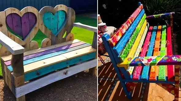 خیره‌ کننده‌ ترین مدل‌ های نیمکت چوبی نقاشی شده + 15 ایده منحصر به‌ فرد