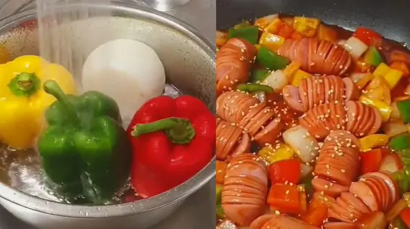 سوسیس سبزیجات یک غذای فوری و خوشمزه + فیلم 