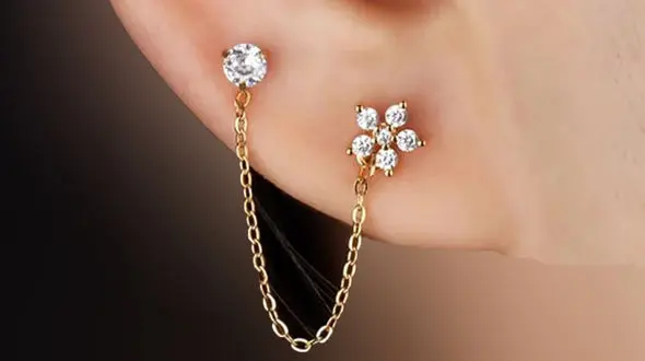 گوشواره دخترانه زنجیری در مدل های فوق العاده زیبا + عکس