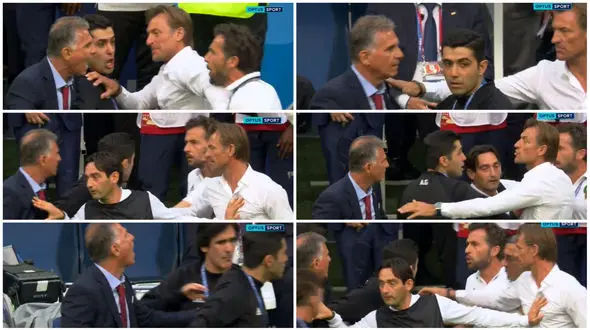 عکس های عجیب و دیده‌نشده از درگیری فیزیکی کیروش با کادرفنی مراکش! 