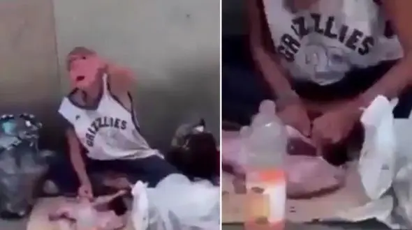 مردی در مقابل چشم مردم و دوربین ها گربه ای را زنده زنده خورد! + فیلم و عکس